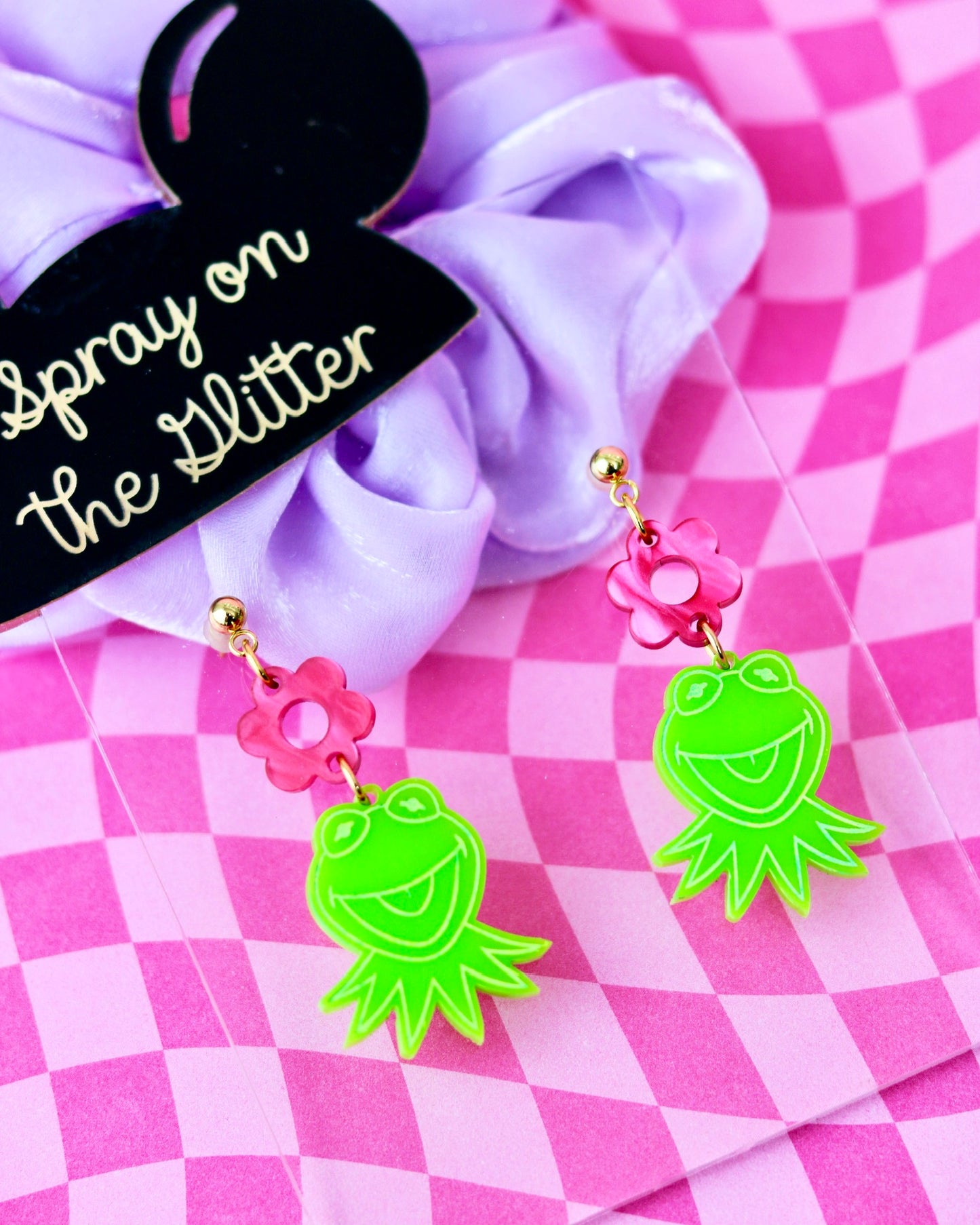 Frog Dangle Earrings - Flower and Garden