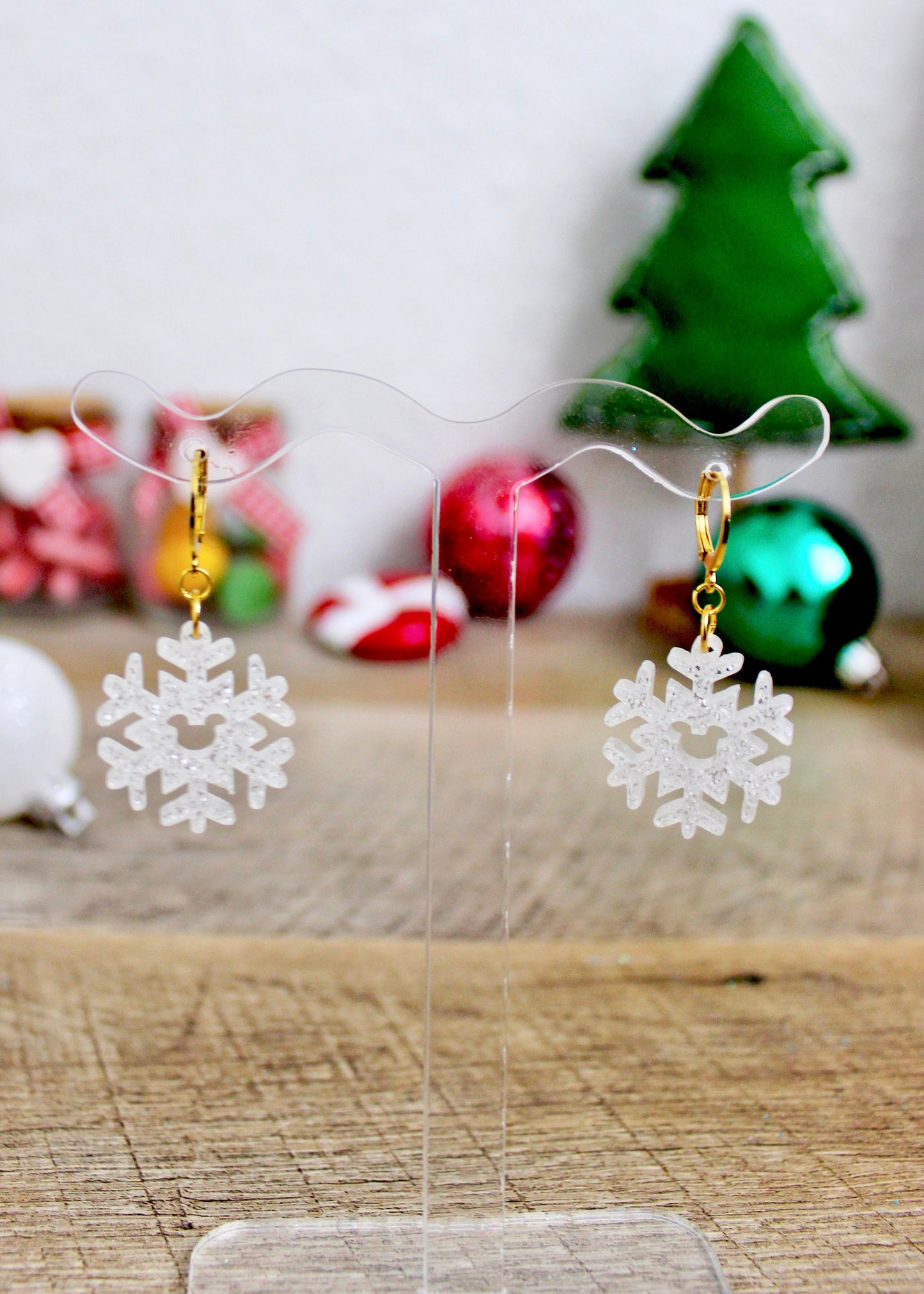 Snowflake Dangle Earrings - Holiday Glam