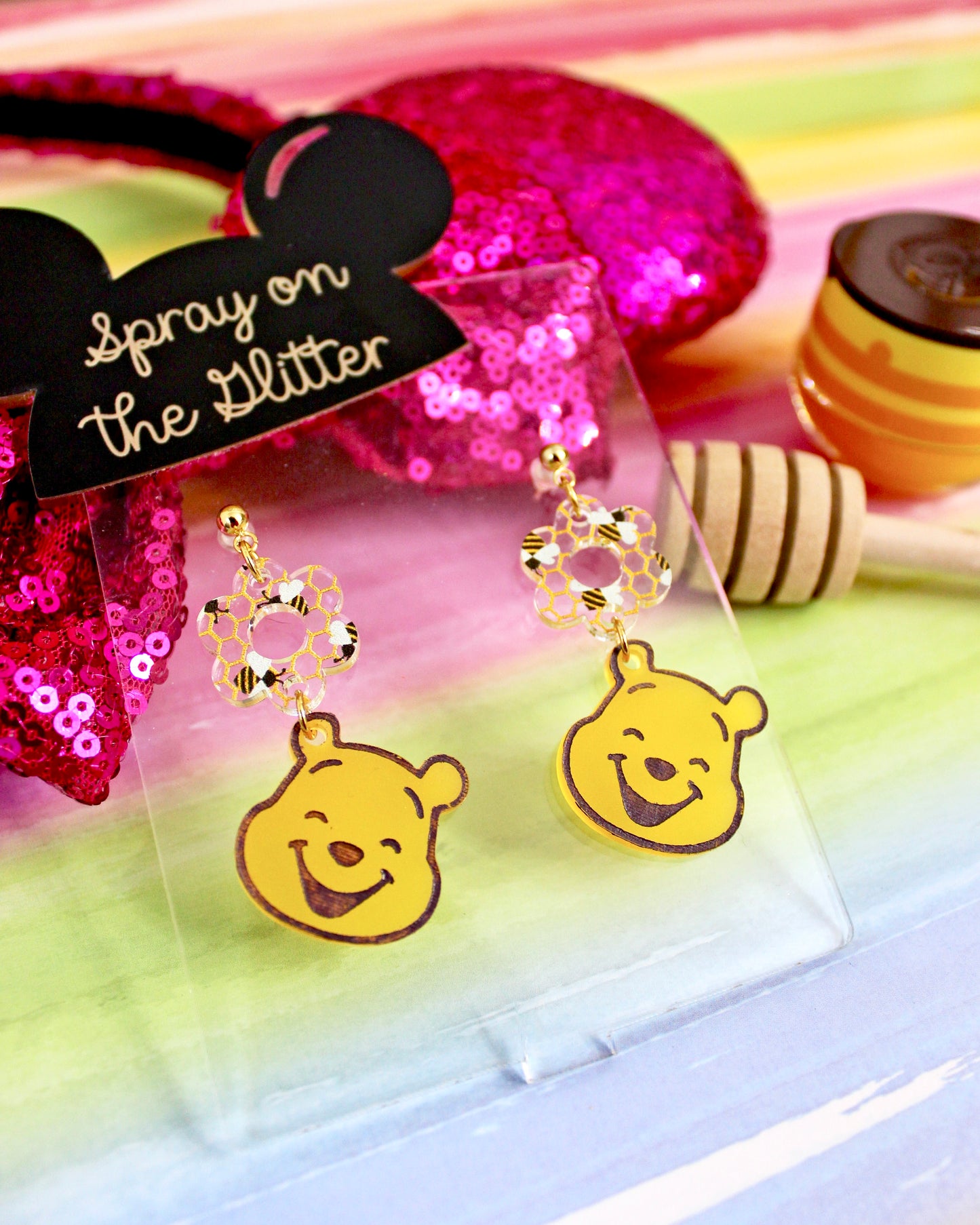 Pooh Dangle Earrings - Flower and Garden