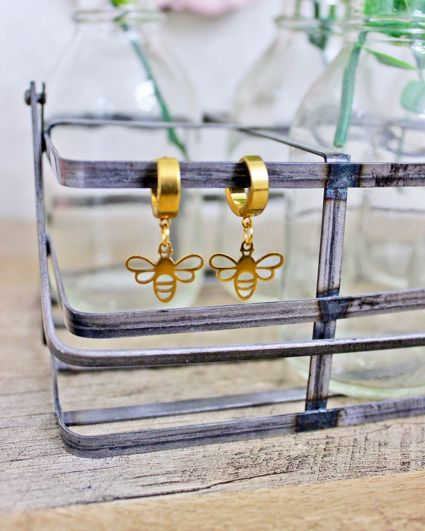 Queen Bee - Gold Stainless Steel Huggies
