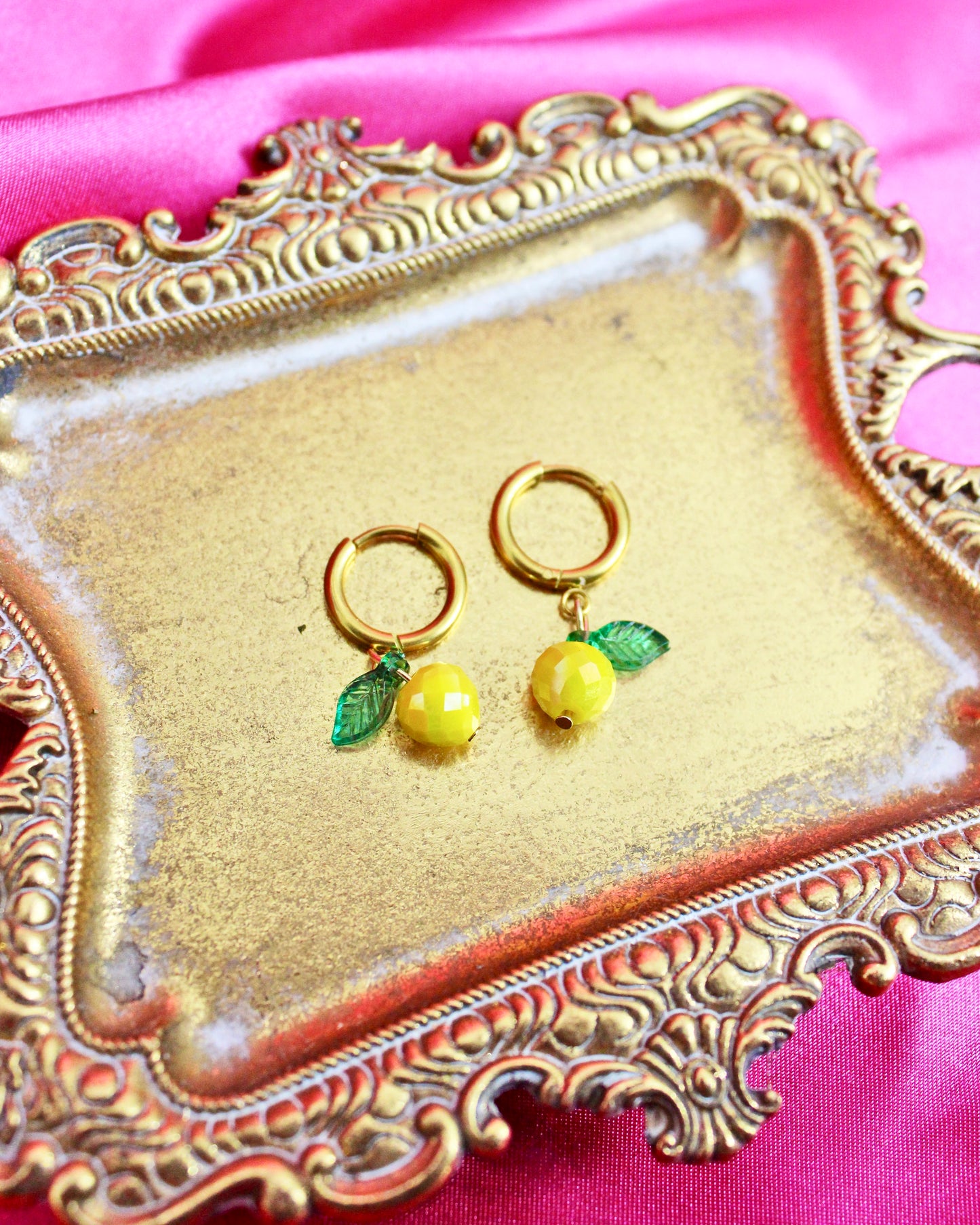 Dainty Lemons - Gold Stainless Steel Huggies
