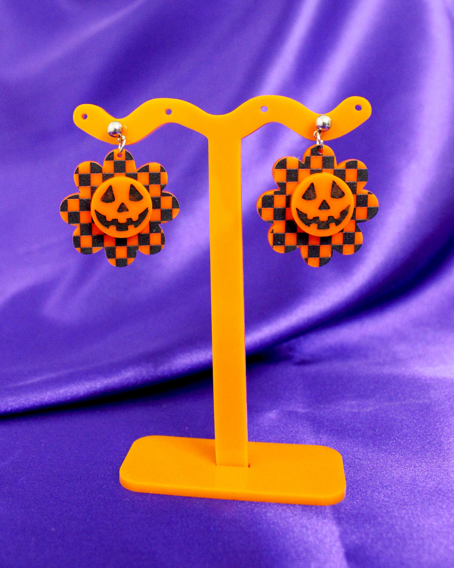 Floral Jack-o'-Lantern Earrings - Halloween
