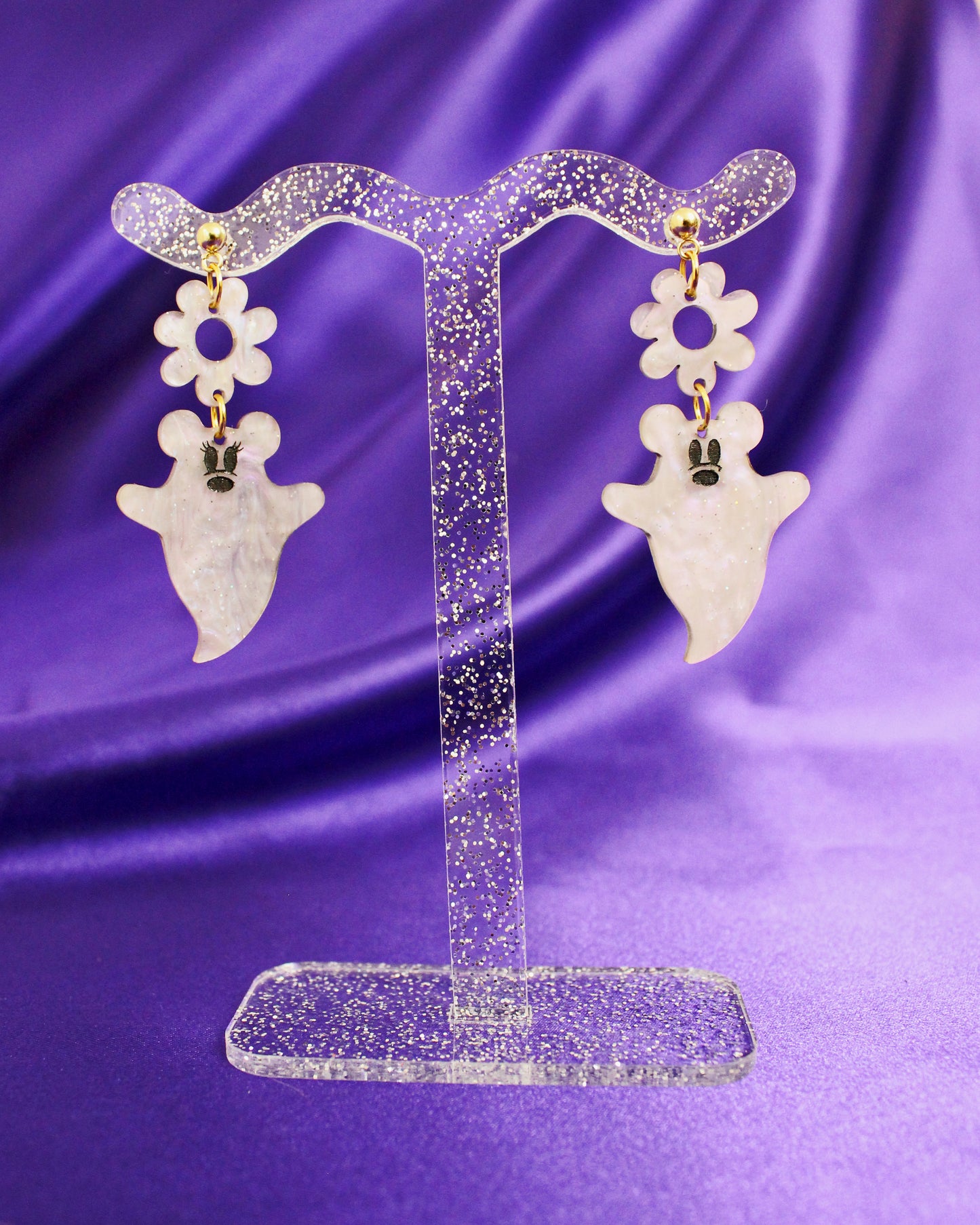 Ghost Flower Power Earrings - Halloween