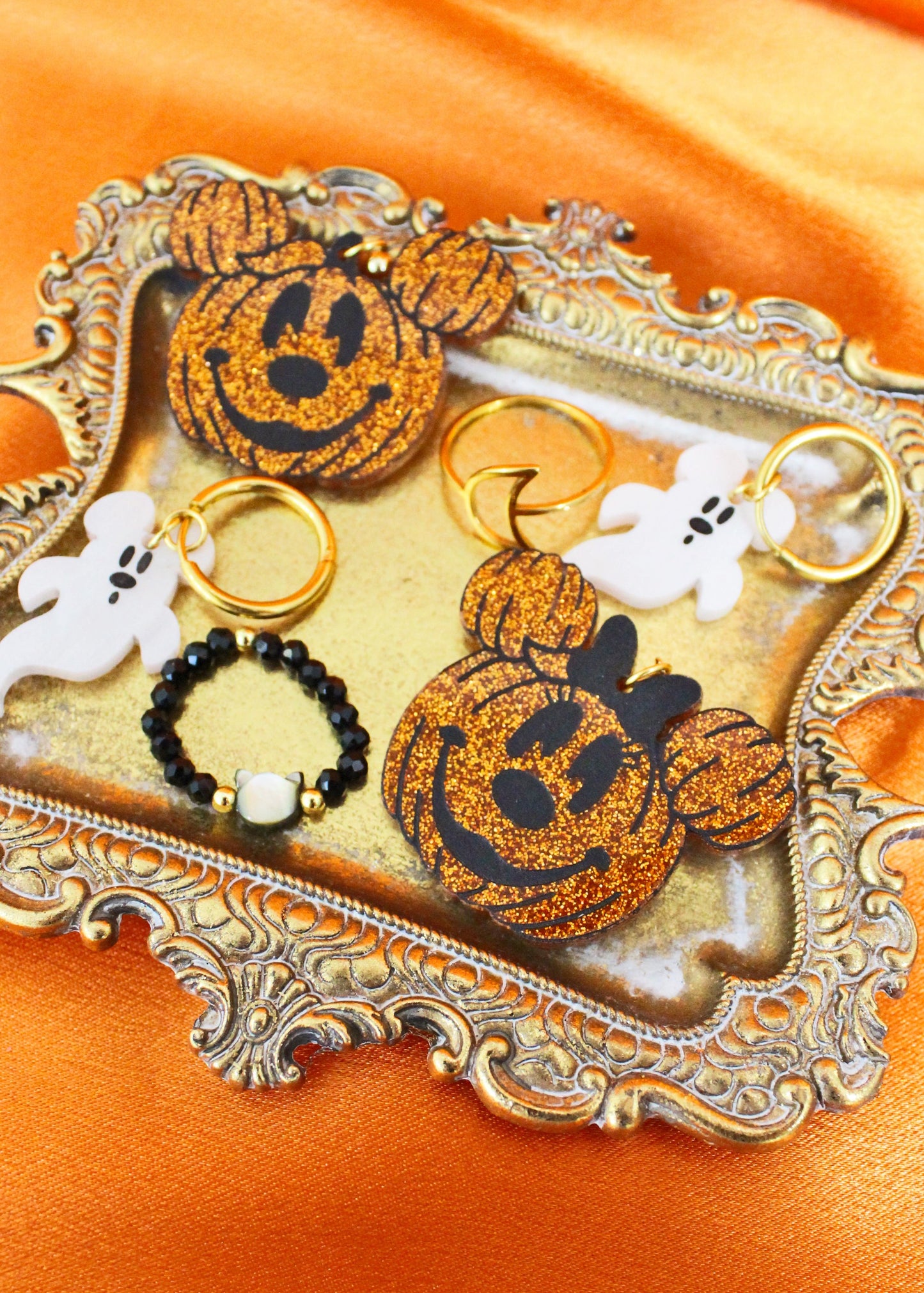 Glittery Pumpkins Earrings - Halloween