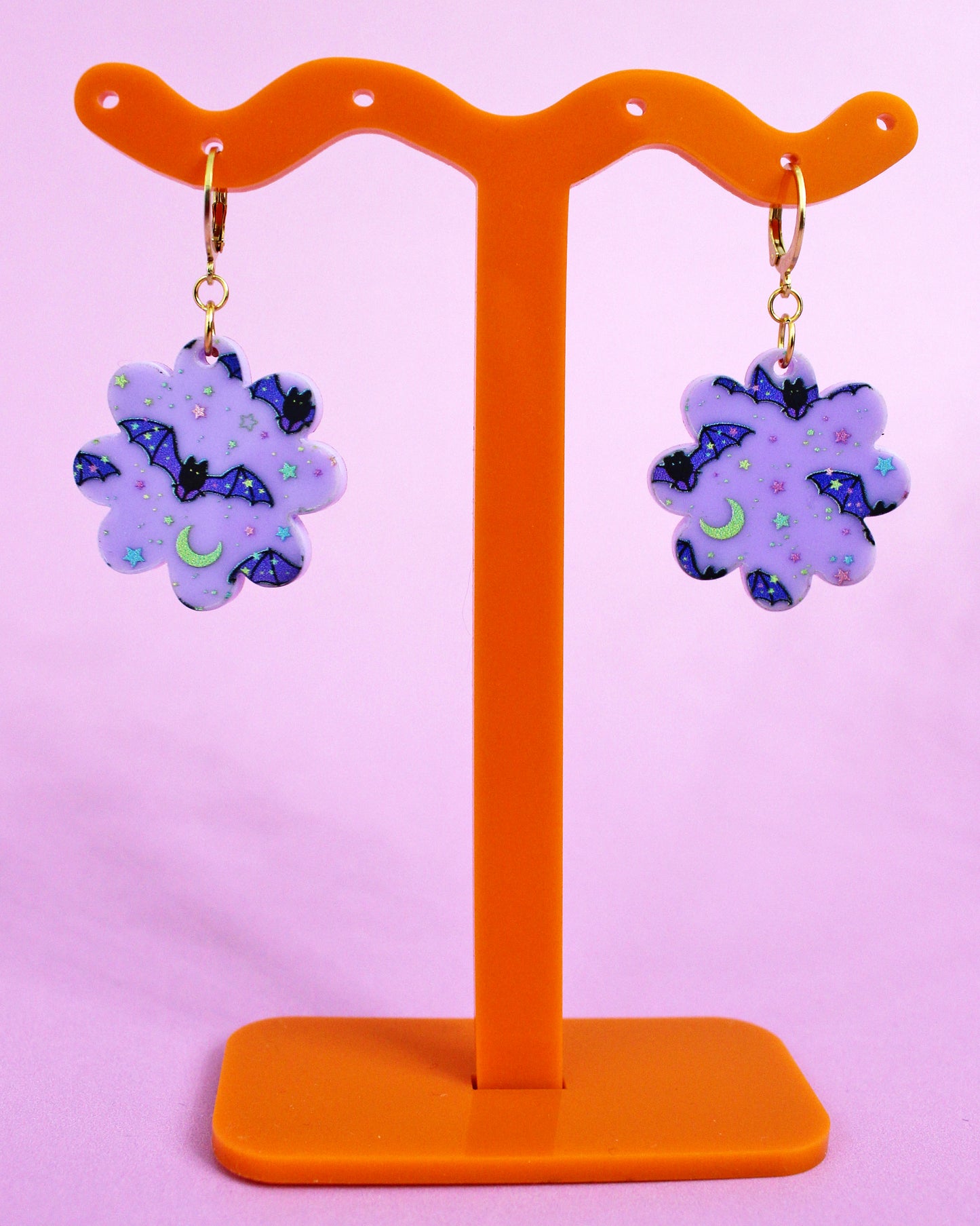 Floral Batty Earrings - Halloween