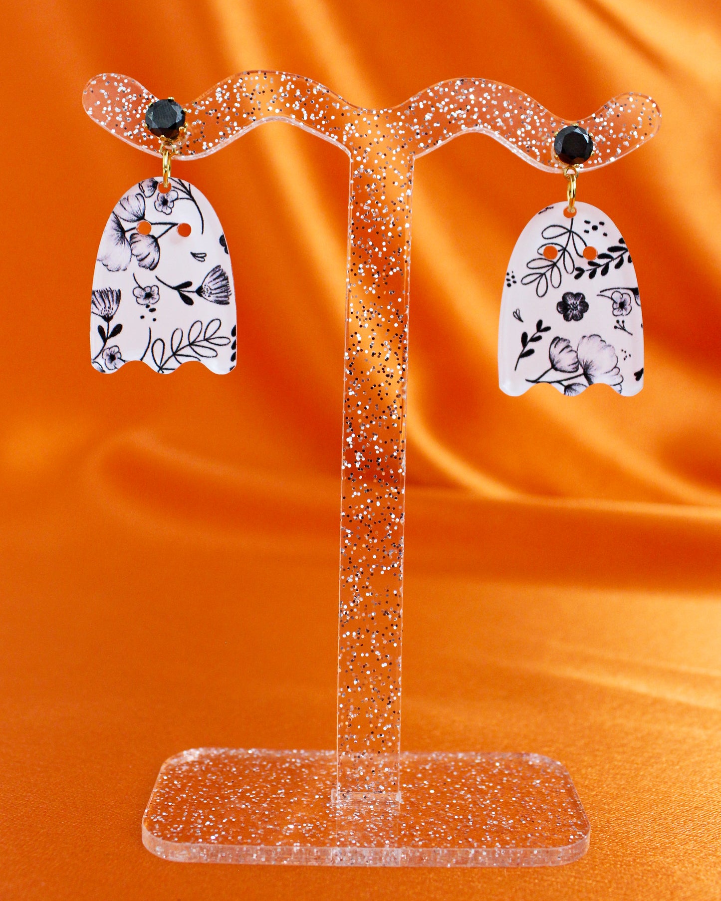 Floral Ghost Earrings - Halloween