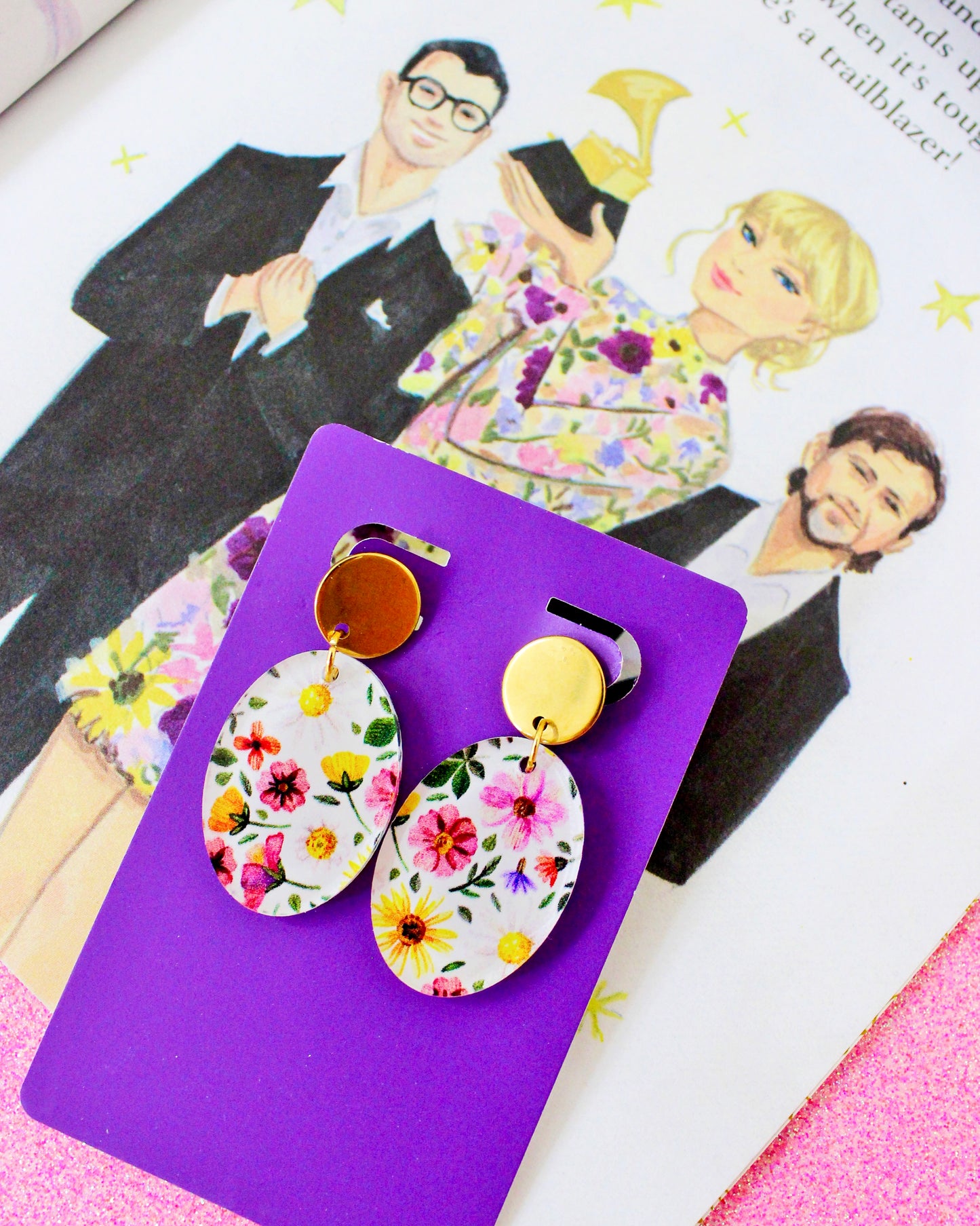 Floral Dangle Earrings - Swifties