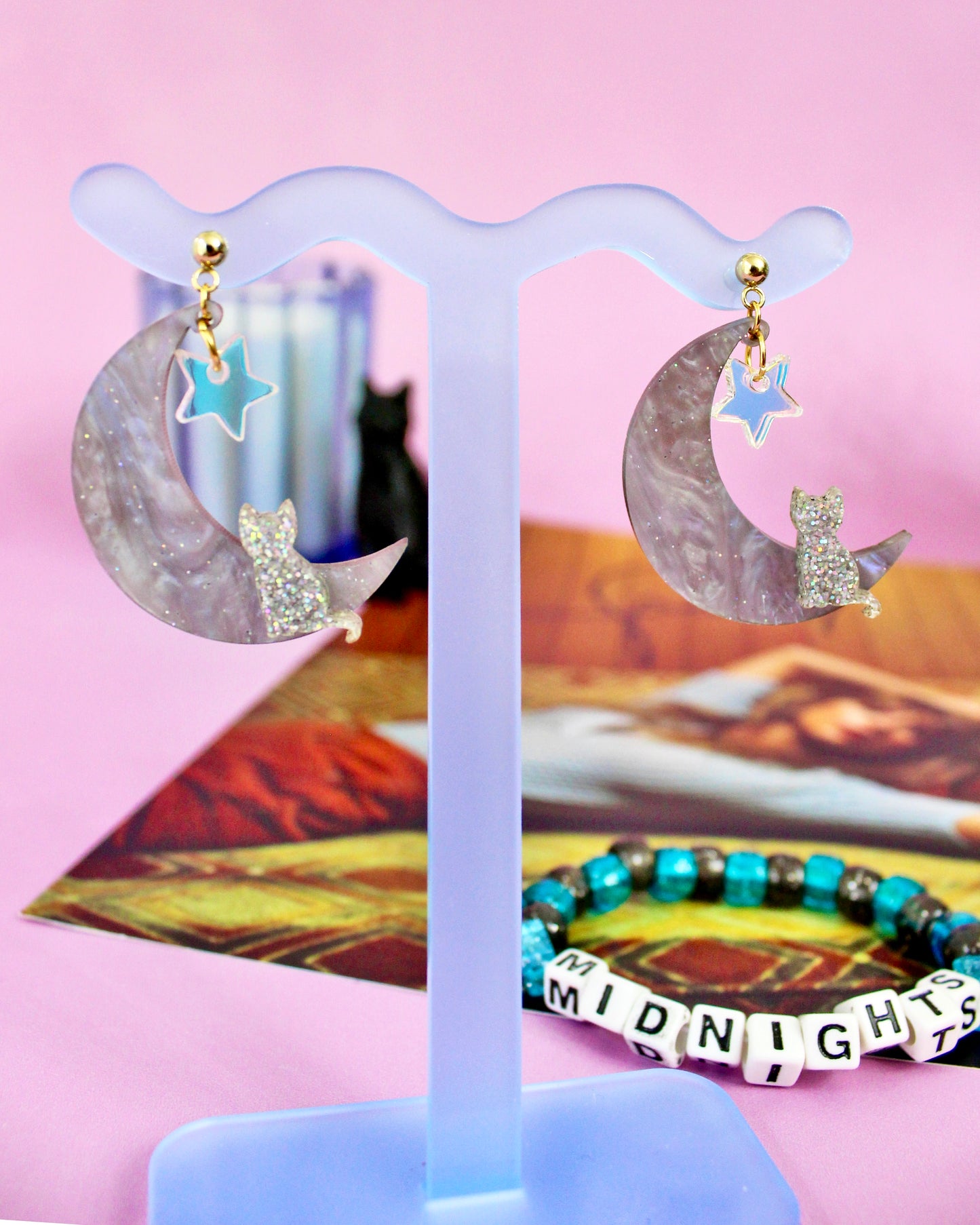 Midnight Cat Dangle Earrings - Swifties