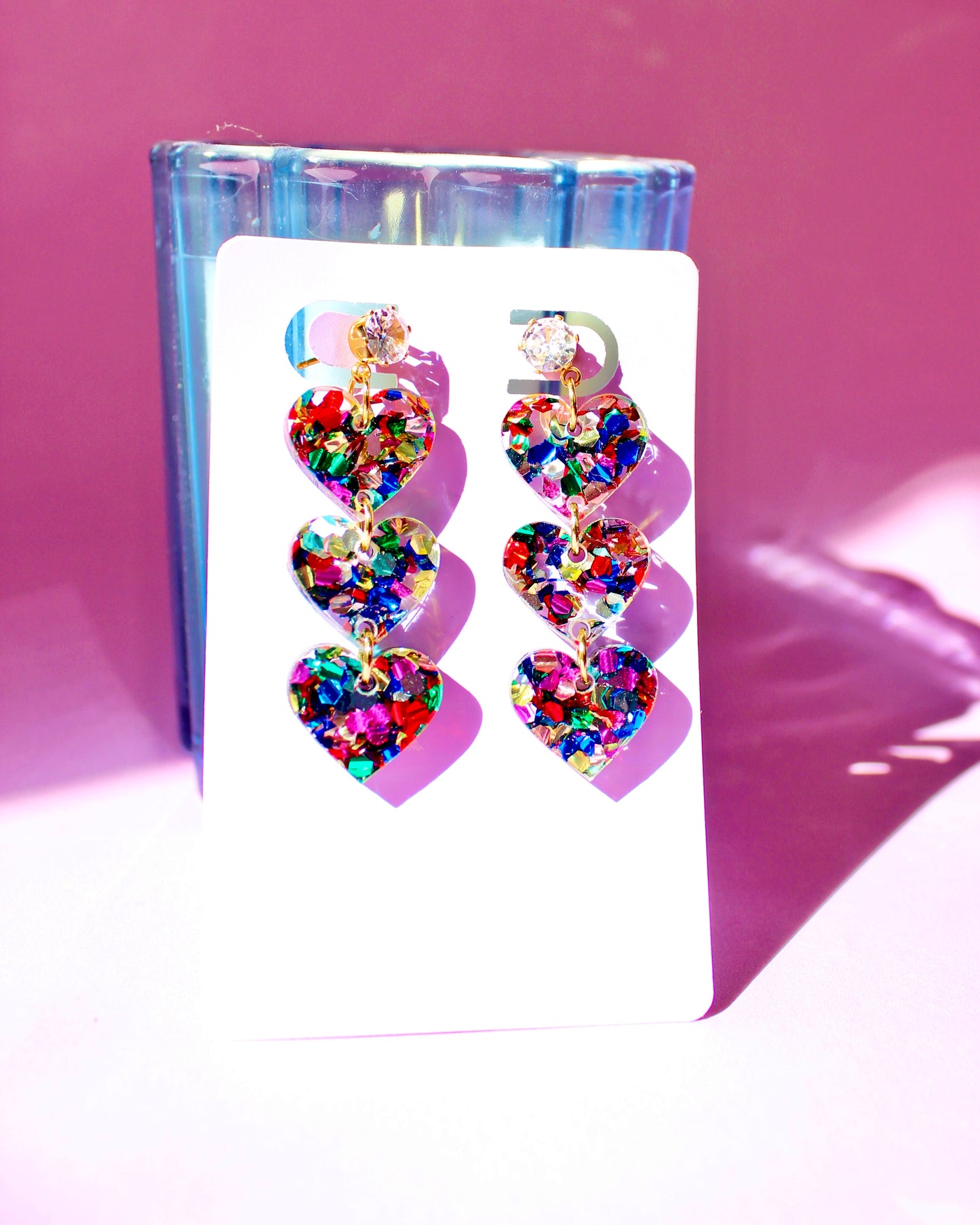 Bejeweled Heart Dangle Earrings - Swifties