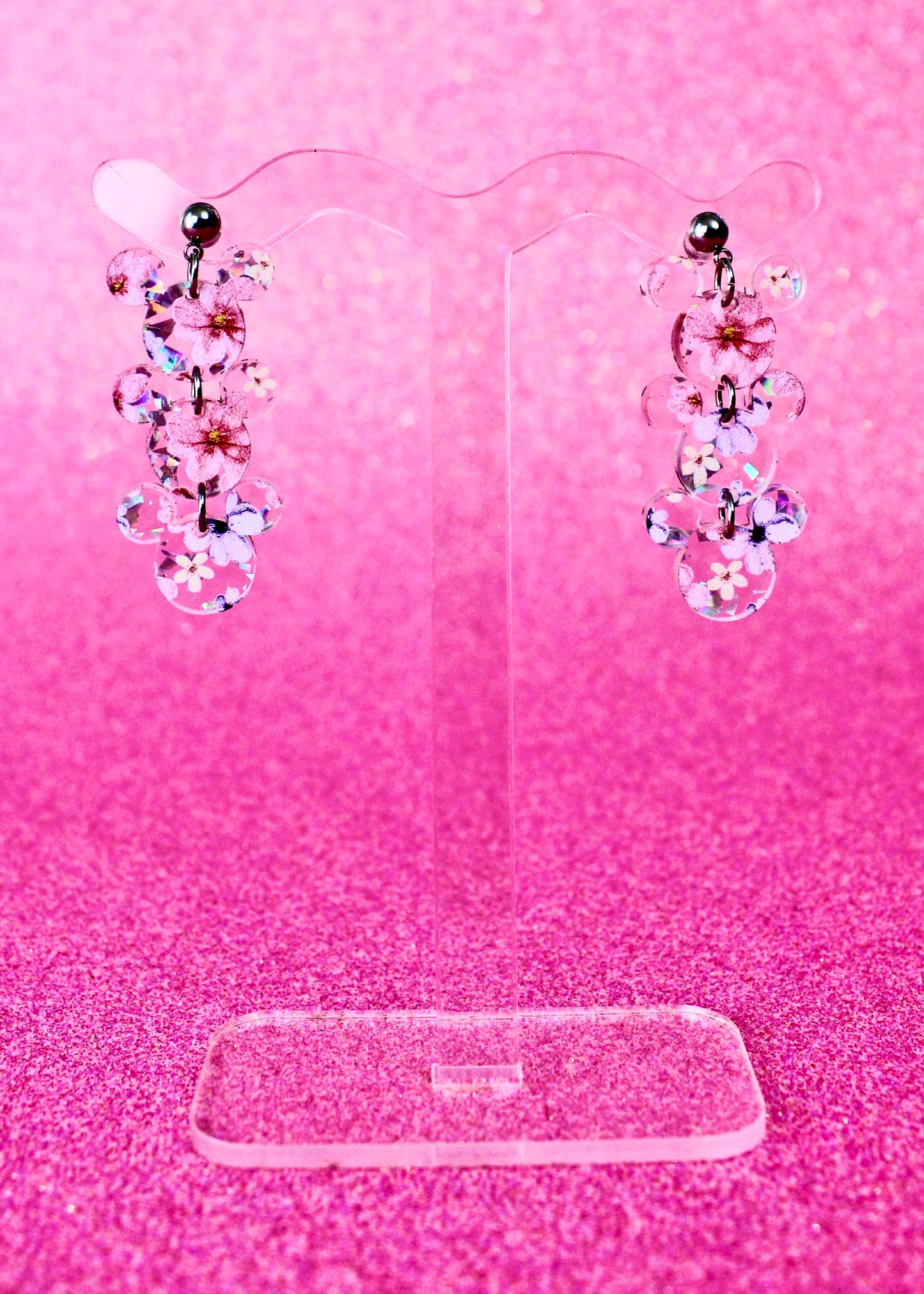 Holographic Flower Dangle Earrings - Flower and Garden