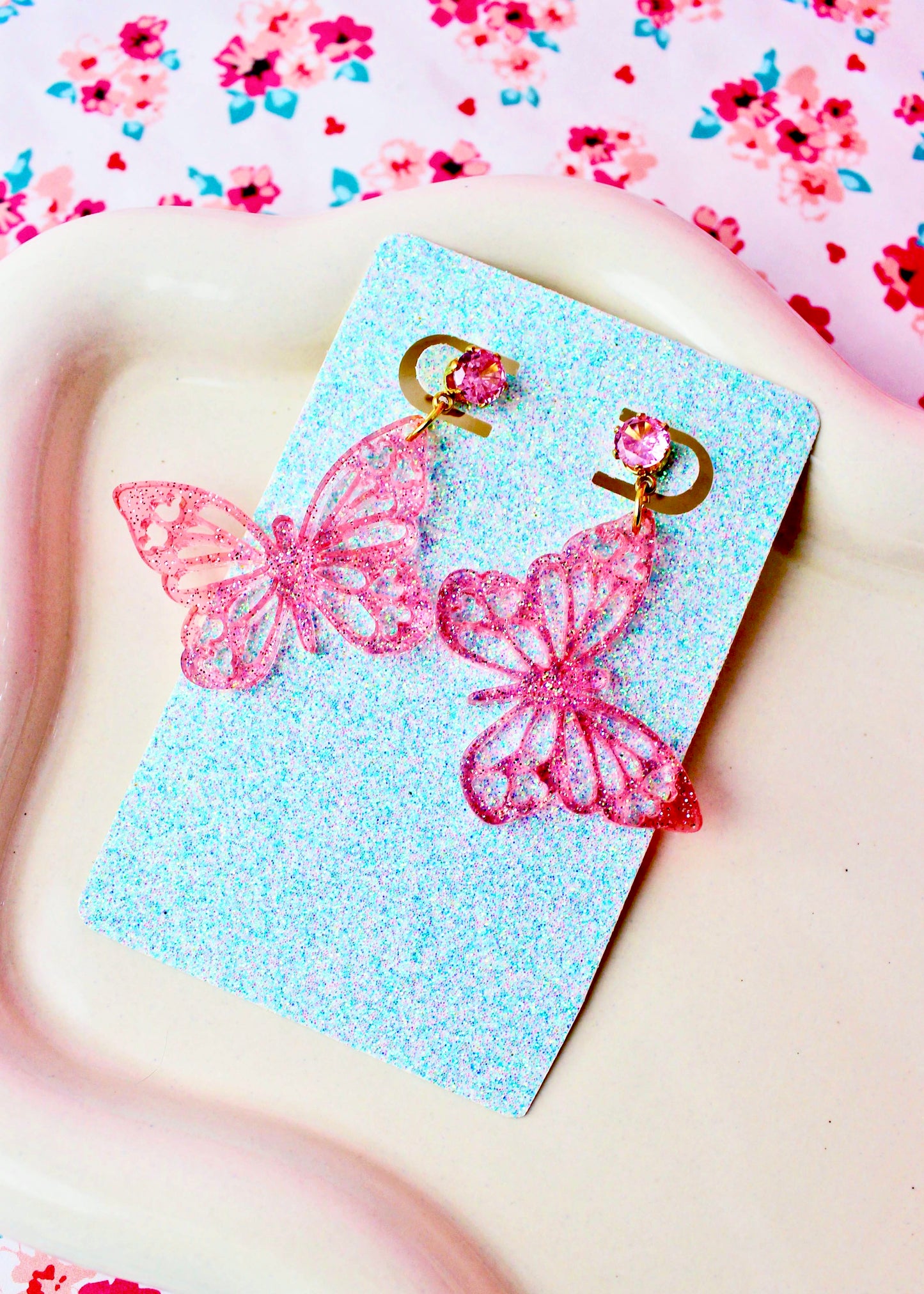 Butterfly Dangle Earrings - Flower and Garden