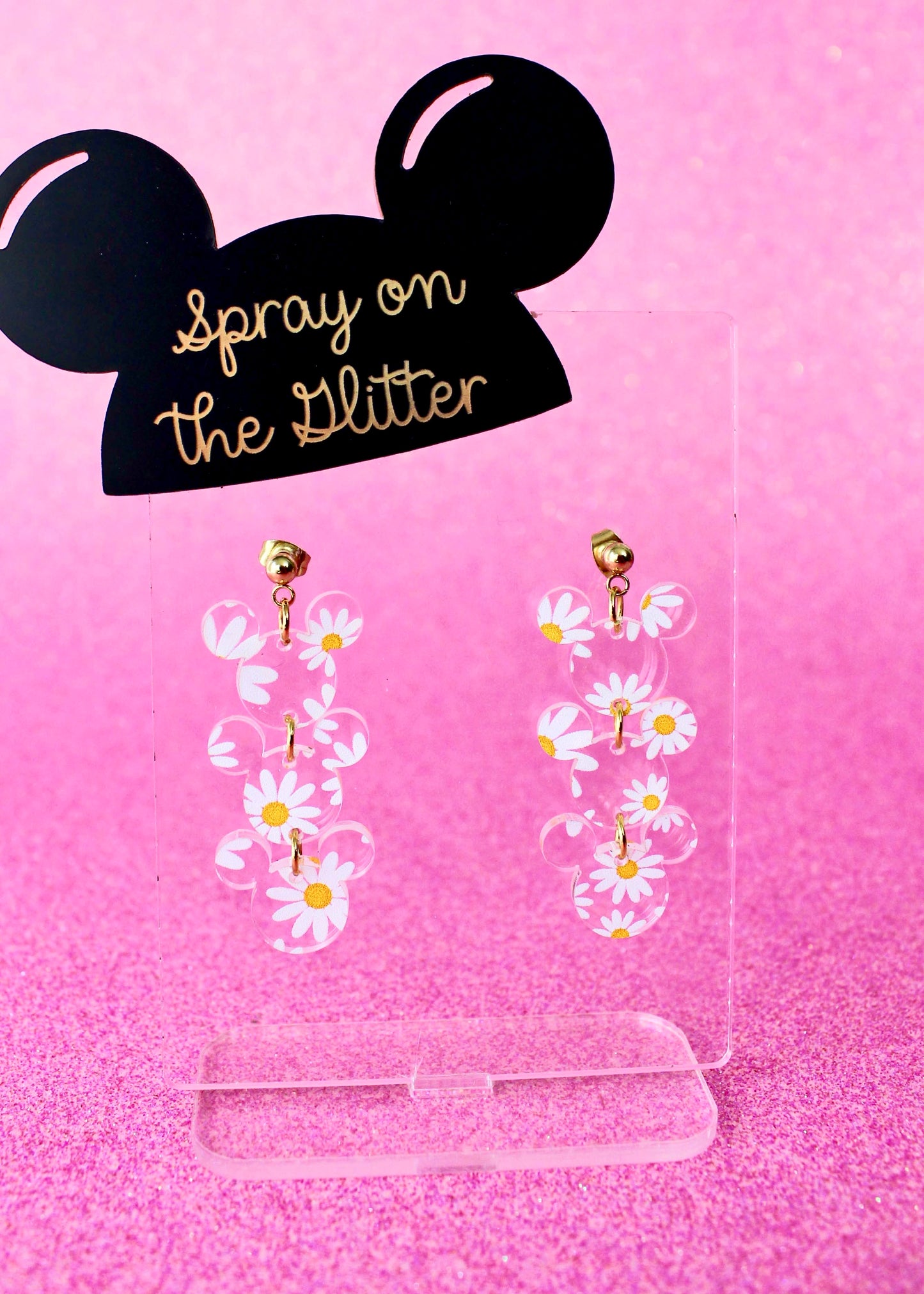 Clear Daisy Flower Dangle Earrings - Flower and Garden