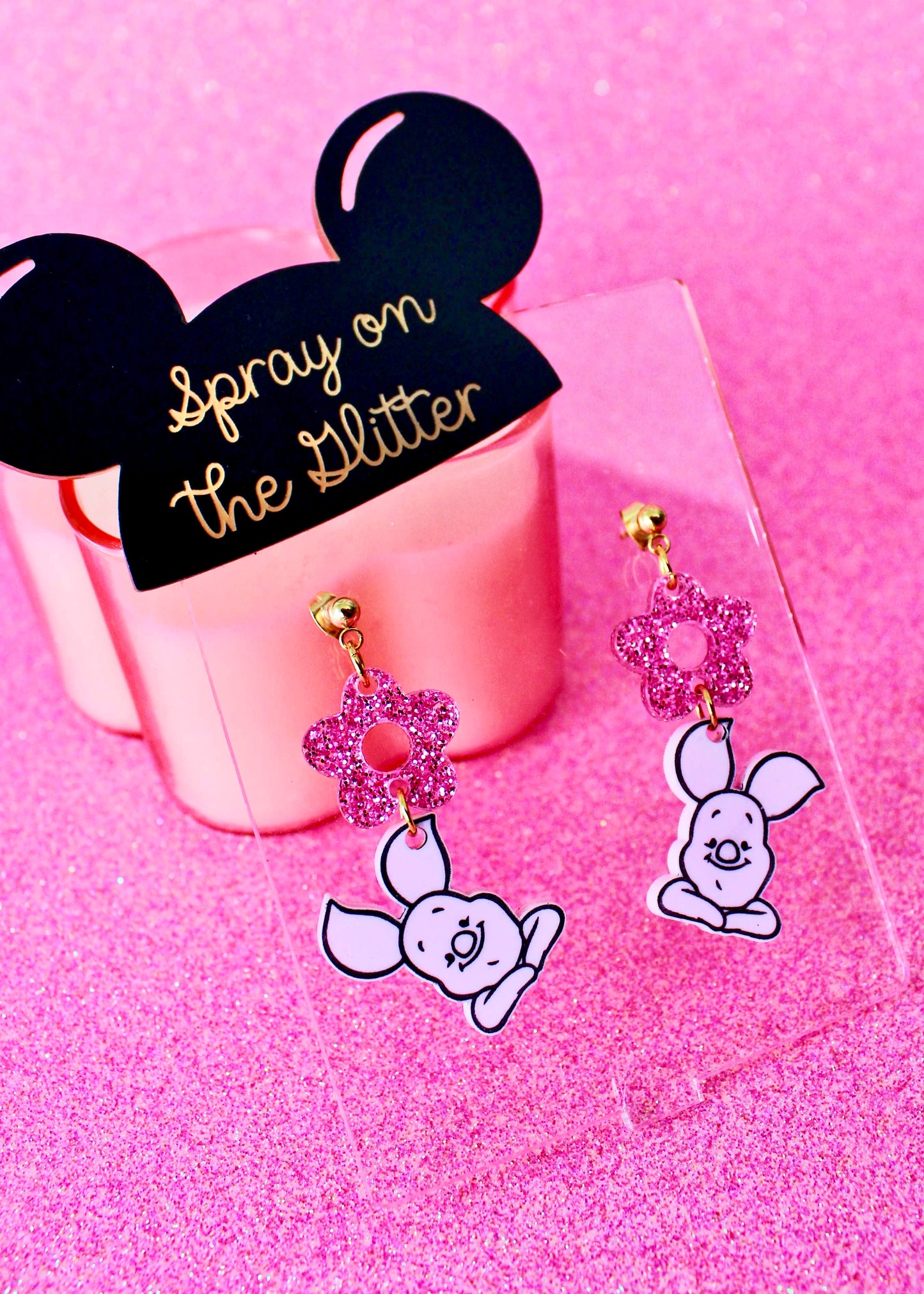 Piglet Dangle Earrings - Flower and Garden