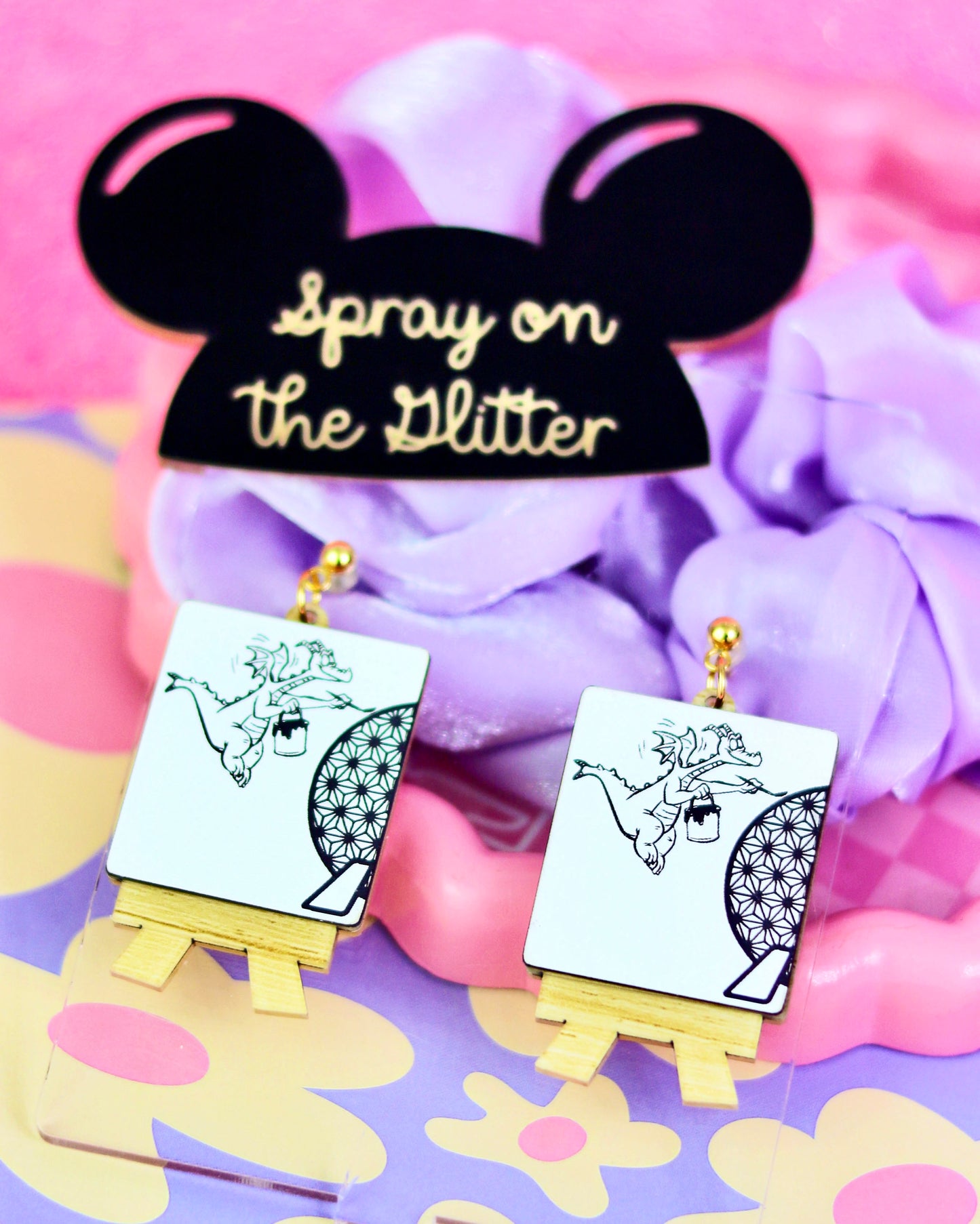 Spaceship Earth Art Dangle Earrings - Festival of the Arts