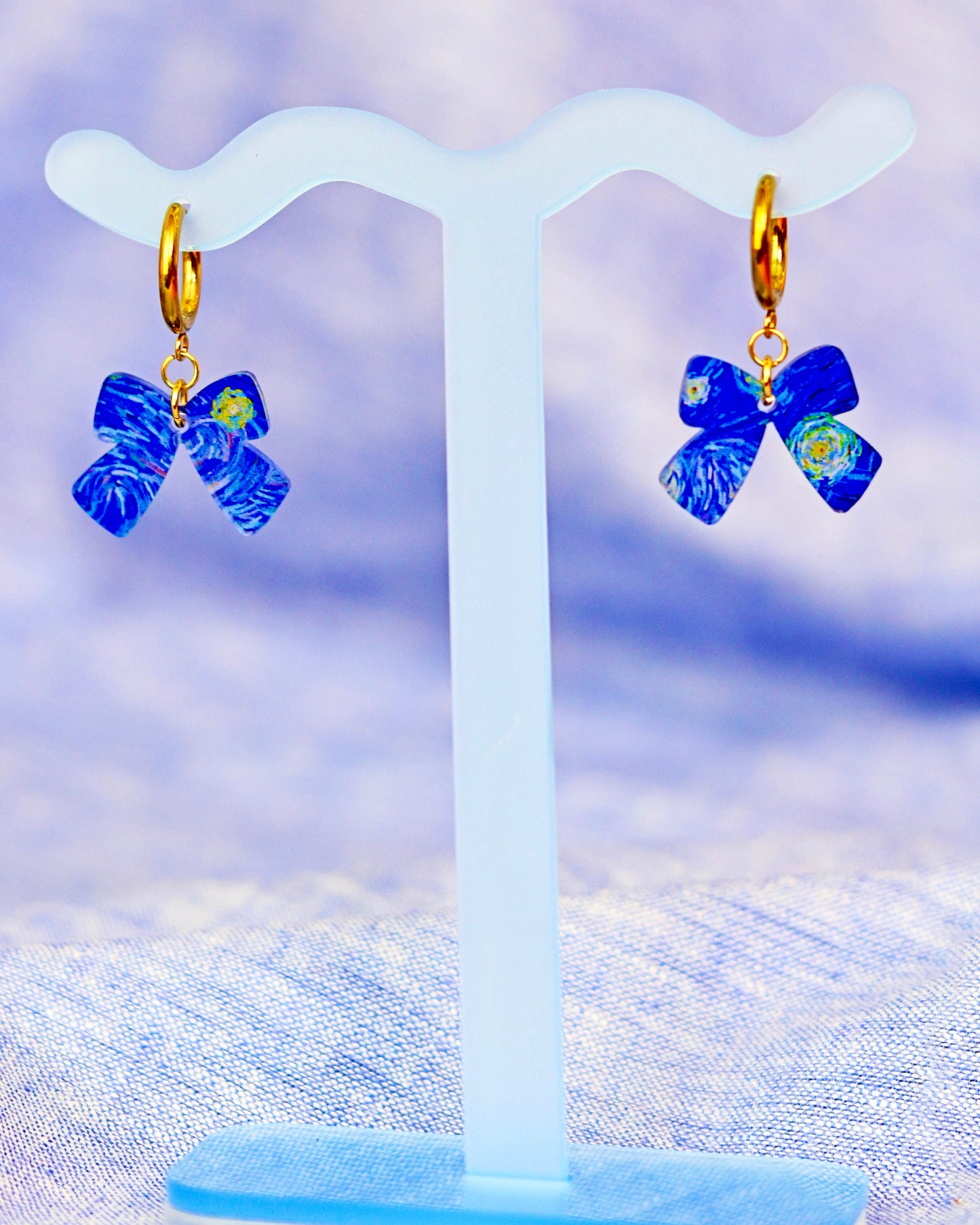 Starry Night Bow Dangle Earrings - Festival of the Arts