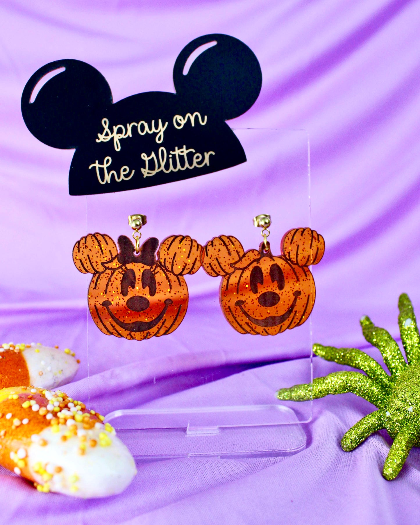 Glittery Jelly Pumpkins Earrings - Halloween