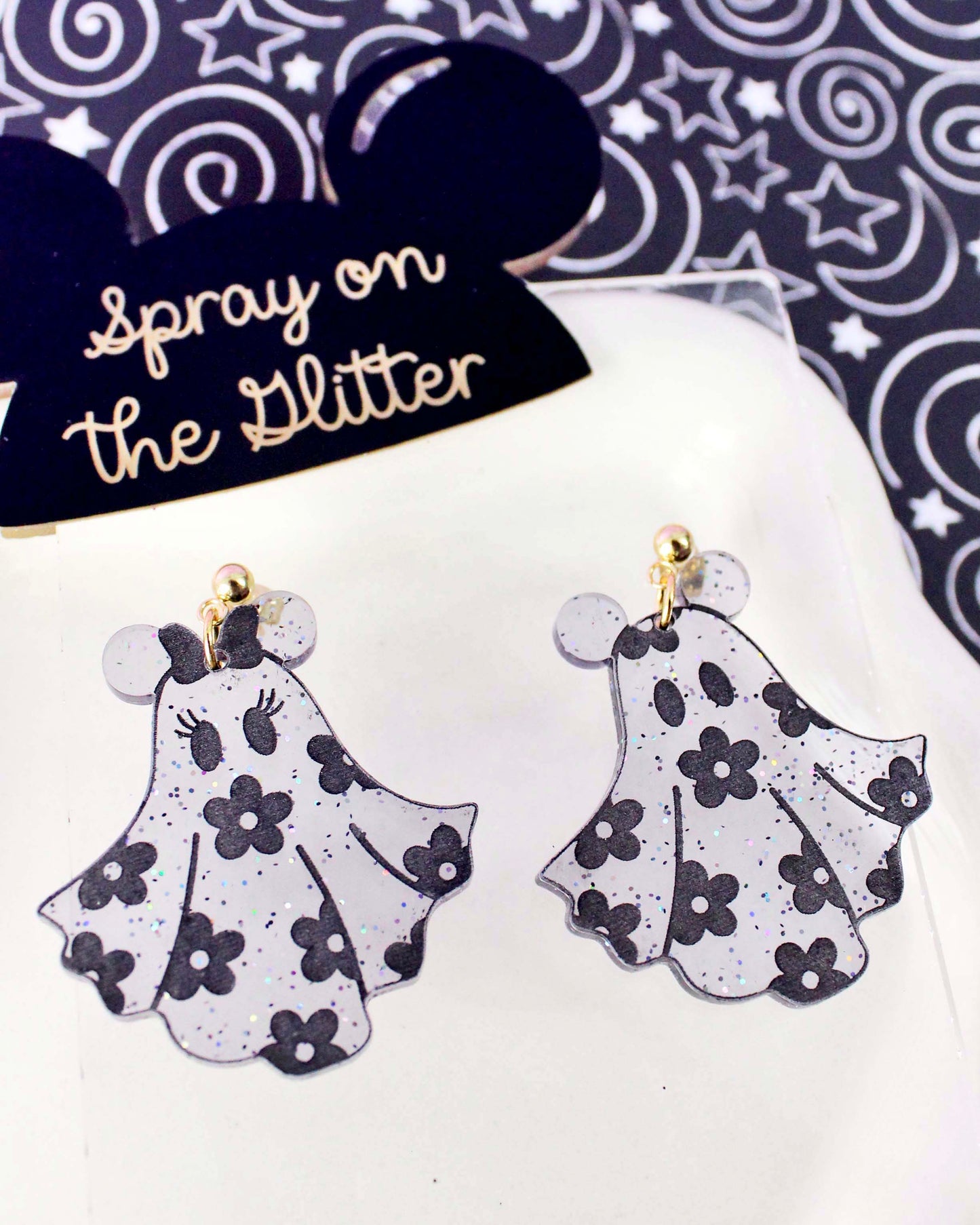 Glittery Jelly Ghost Earrings - Halloween