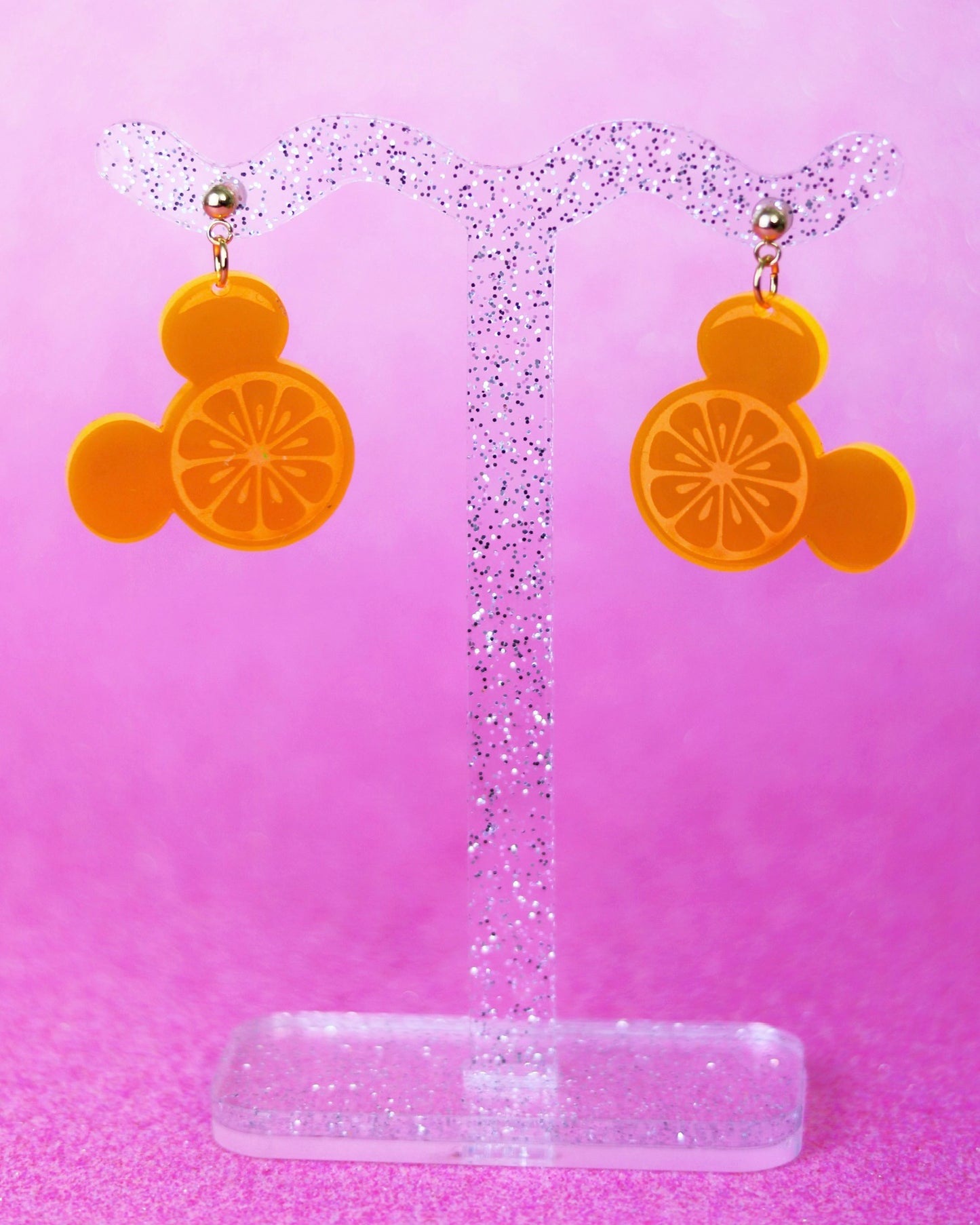Orange Dangle Earrings - Flower and Garden