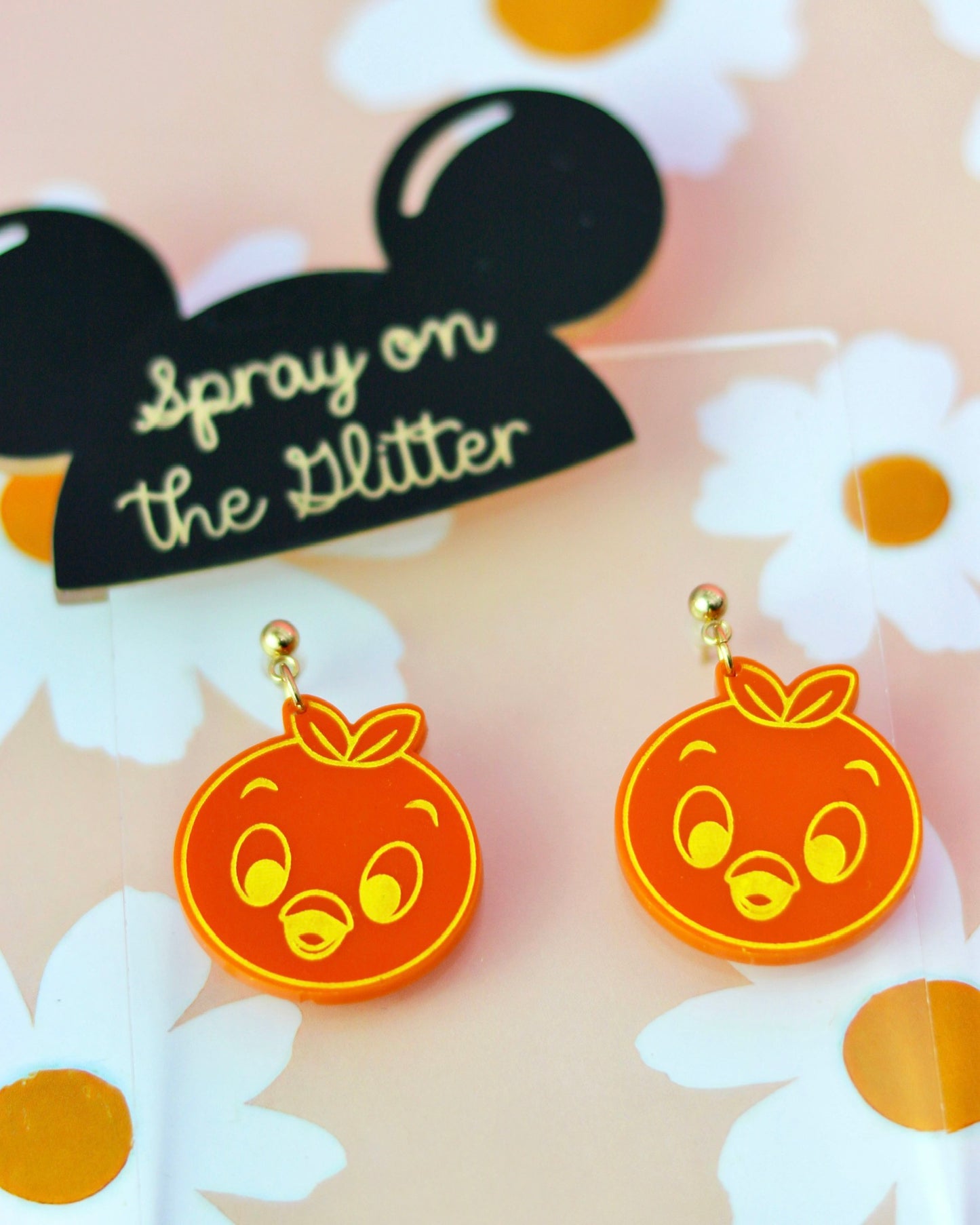 Orange Dangle Earrings - Flower and Garden