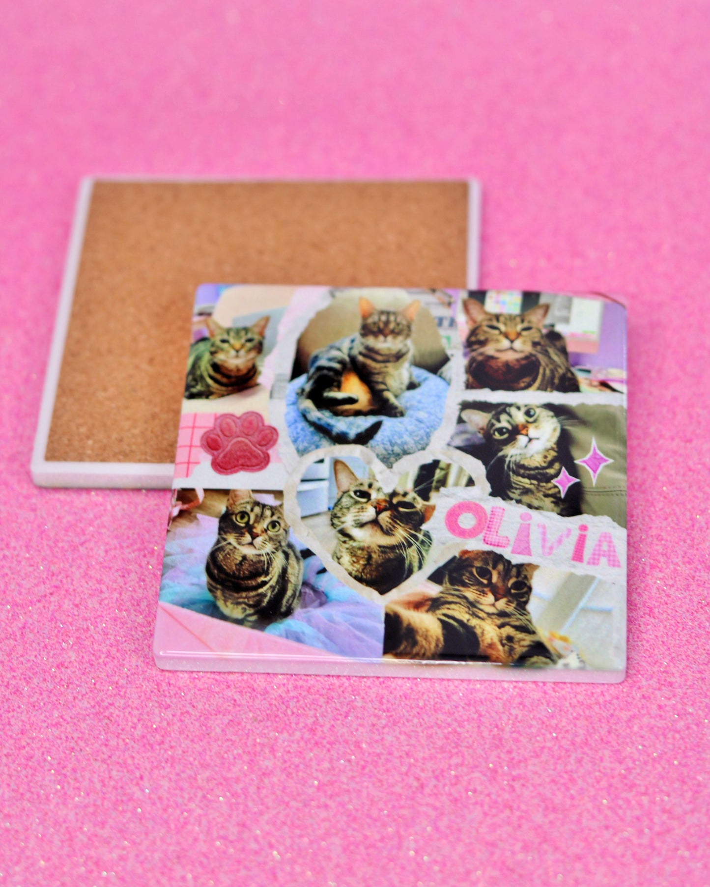 Custom Ceramic Tile Coaster - Pet Collage - 1 Pet Per Coaster