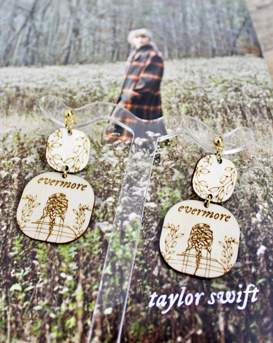 Evermore Wood Dangle Earrings - Swifties