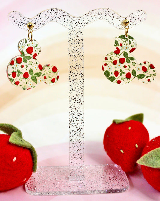 Strawberry Mouse Earrings - Flower and Garden