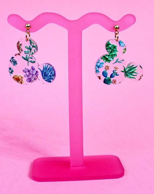 Succulent Floral Mouse Earrings - Flower and Garden
