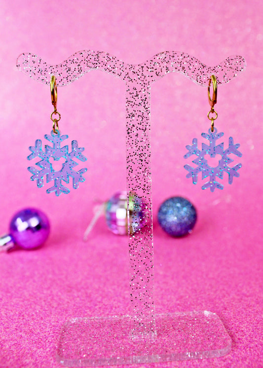 Snowflake Dangle Earrings - Holiday Glam