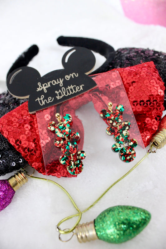 Mouse Trio Dangle Earrings - Holiday Glam