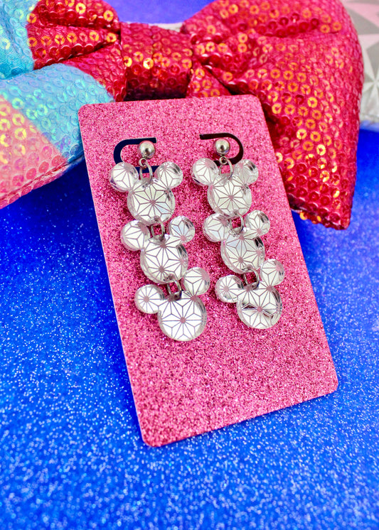 Spaceship Earth Silver Dangle Earrings - Festival of the Arts