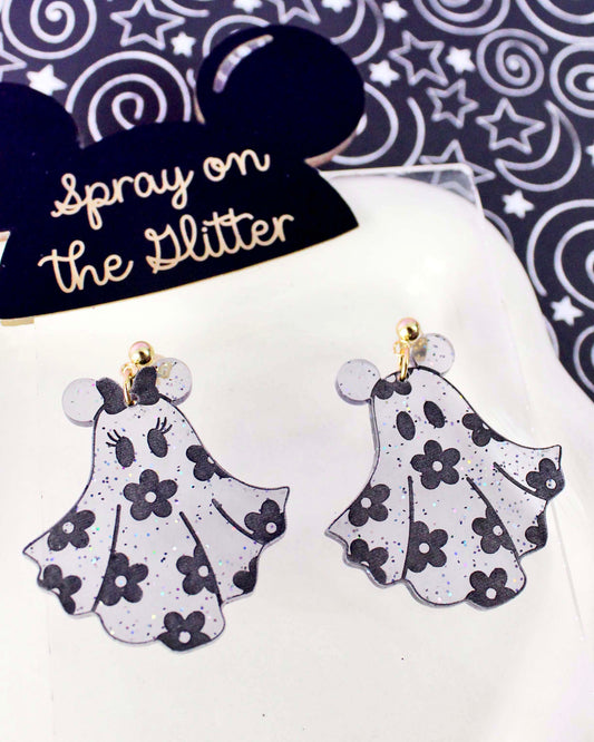 Glittery Jelly Ghost Earrings - Halloween