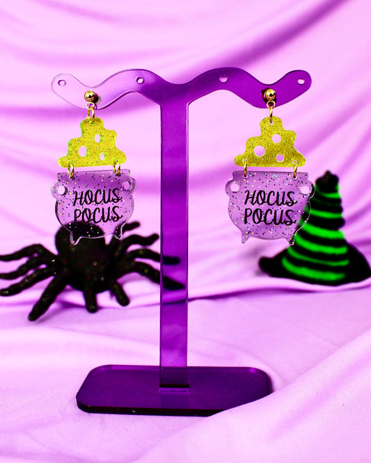 Glittery Jelly Cauldron Earrings - Halloween