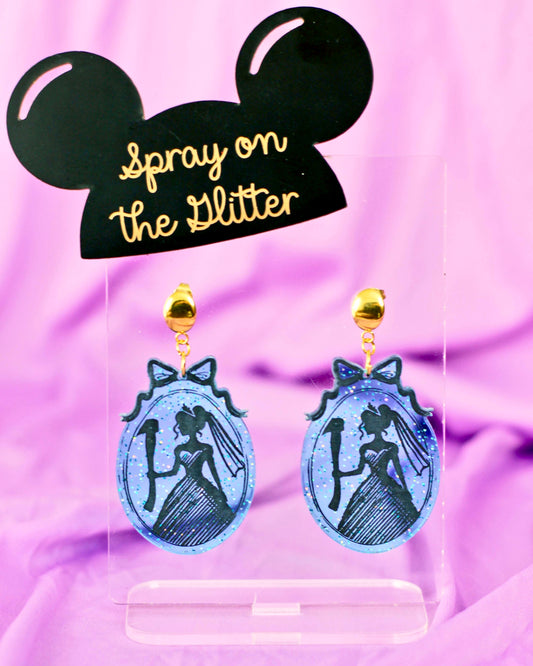 Glittery Jelly Haunted Bride Earrings - Halloween