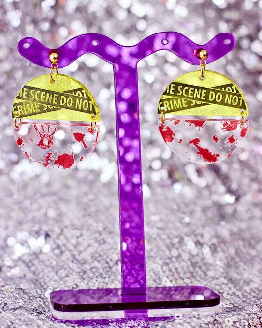 Glittery Jelly Crime Scene Earrings - Halloween