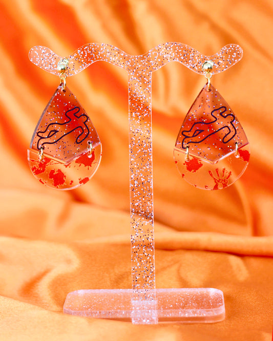 Glittery Jelly Crime Scene Earrings - Halloween