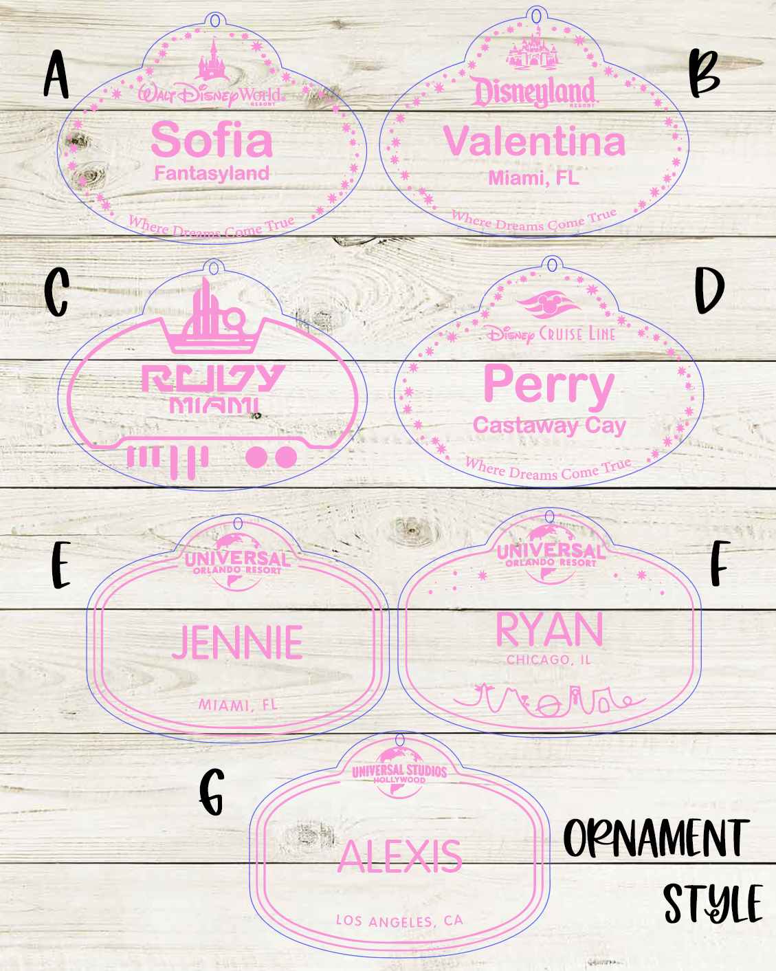Custom Name Tag Ornament - You Pick the Style - Ornaments